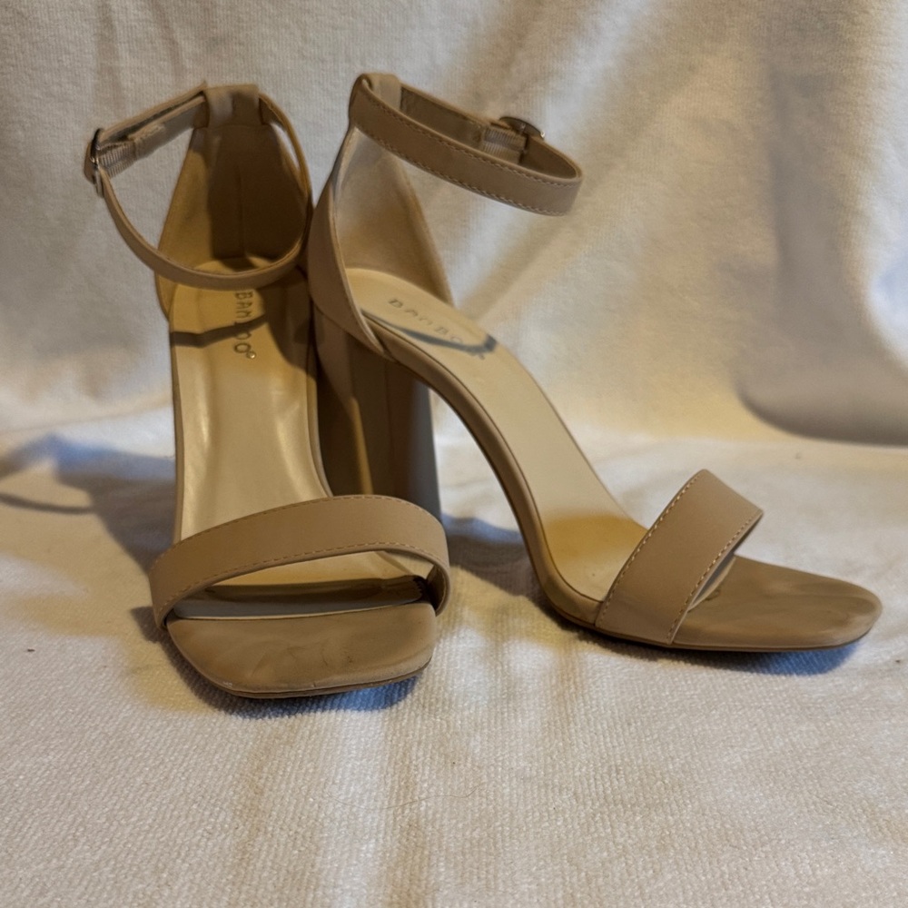 BAMBOO Tan Strappy Heels